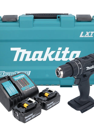 Makita DHP 482 STKB Perceuse-visseuse à percussion sans fil 18 V 62 Nm noire + 2x batterie 5,0 Ah + chargeur + coffret