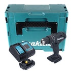 Makita DHP 482 SA1JB taladro percutor inalámbrico 18 V 62 Nm negro + 1x batería 2,0 Ah + cargador + Makpac