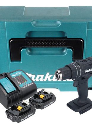 Makita DHP 482 SAJB akumulatorowa wiertarka udarowa 18 V 62 Nm czarna + 2x akumulator 2,0 Ah + ładowarka + Makpac