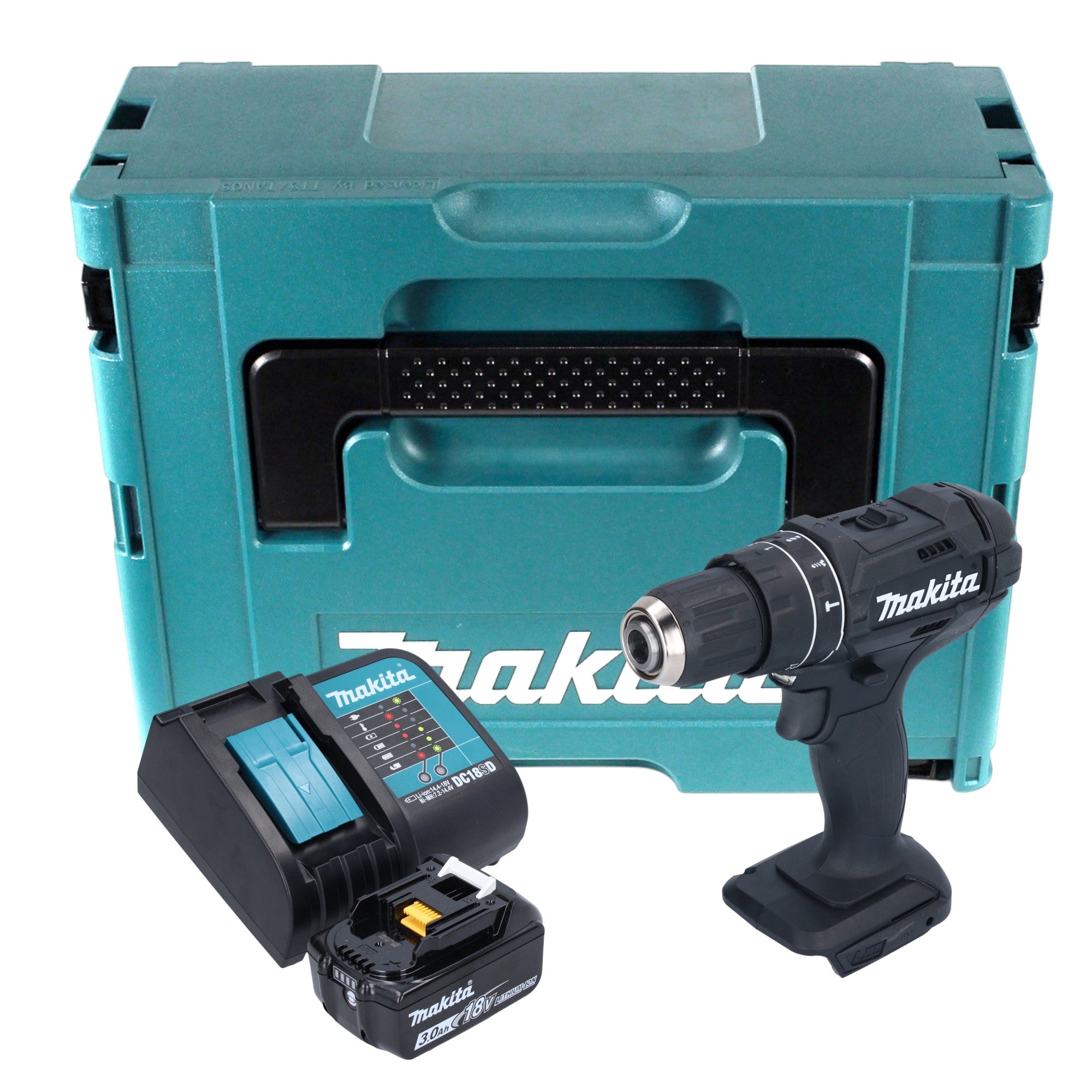Makita DHP 482 SF1JB Akku Schlagbohrschrauber 18 V 62 Nm Schwarz 1x Akku 3 0 Ah Ladegeraet Makpac 0 - toolbrothers