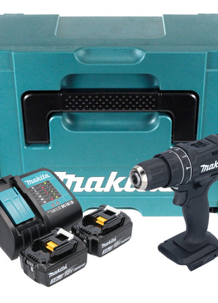 Makita DHP 482 SFJB Perceuse-visseuse à percussion sans fil 18 V 62 Nm noire + 2x batterie 3,0 Ah + chargeur + Makpac