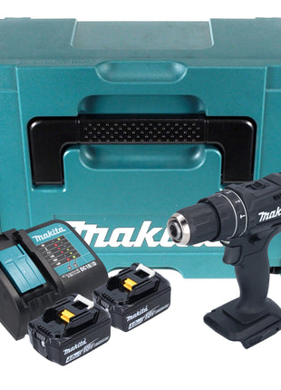 Makita DHP 482 SMJB Perceuse-visseuse à percussion sans fil 18 V 62 Nm noire + 2x batterie 4,0 Ah + chargeur + Makpac