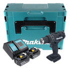 Makita DHP 482 SGJB Perceuse-visseuse à percussion sans fil 18 V 62 Nm noir + 2x batterie 6,0 Ah + chargeur + Makpac