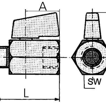 RIEGLER mini valvola a sfera 13,16 mm G 1/4 ″ ( 4163000271 )