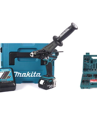 Makita DHP 458 RF1J Akku Schlagbohrschrauber 18 V 91Nm + 1x 3,0Ah Akku + Ladegerät + Makita Bit & Bohrer-Set 100-teilig - Toolbrothers