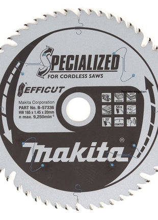 Makita EFFICUT Kreissägeblatt für Holz 165 x 20 x 1,45 mm 56 Zähne ( B-57336 ) - Toolbrothers