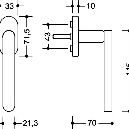 Poignée de fenêtre HEWI 270XAFG.1 en acier inoxydable mat (8000645594)