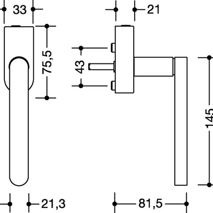 Manilla para ventana HEWI 270XAFGA.1 acero inoxidable mate (8000645648)