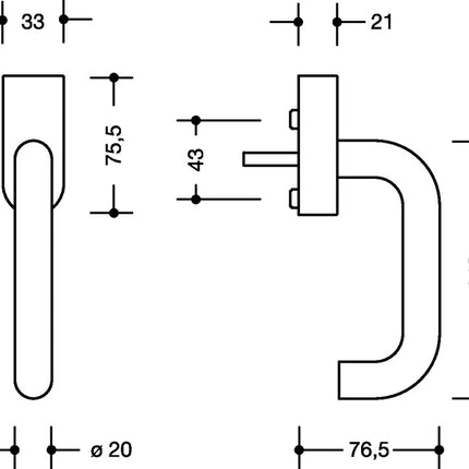Manilla para ventana HEWI 111XAFGA.1 acero inoxidable mate (8000645773)
