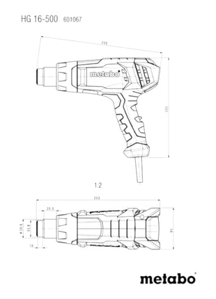 Metabo HG 16-500 soplador de aire caliente 1600 W 300 / 500 °C (601067000)