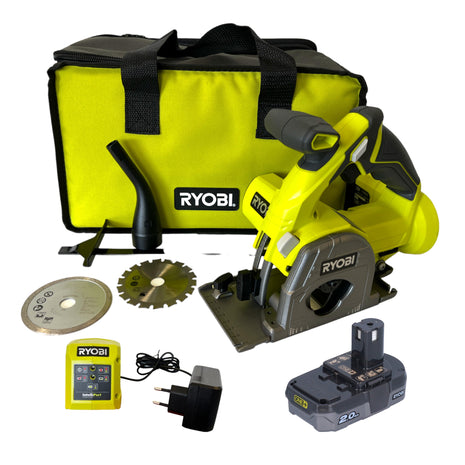 Sierra multimaterial a batería RYOBI R18MMS-120S 18 V 85 mm (5133005296) + 1x batería 2,0 Ah + cargador + bolsa blanda