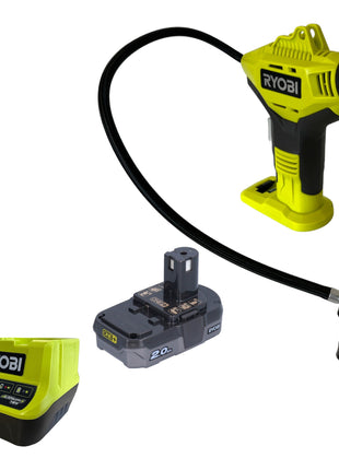 Compresor manual de batería RYOBI R18PI-120GJ 18 V 10,3 bar (5133005325) + 1x batería 2,0 Ah + cargador