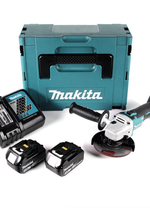 Makita DGA 511 RTJ Akku Winkelschleifer 18 V 125mm Brushless + 2x Akku 5,0Ah + Ladegerät + Makpac - Toolbrothers