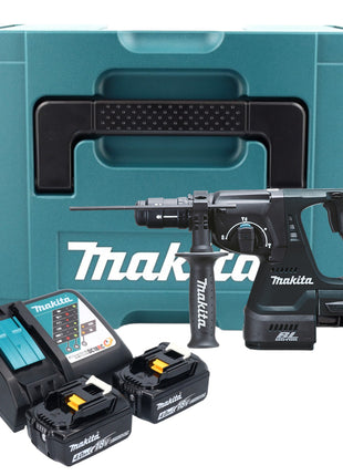 Makita DHR 243 RMJ B Marteau combiné sans fil 18 V 2,0 J SDS-Plus noir + 2x batterie 4,0 Ah + chargeur + mandrin à serrage rapide + Makpac