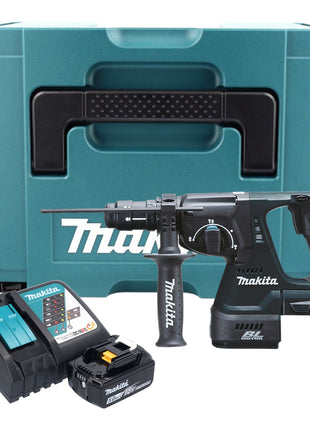 Makita DHR 243 RT1J B Marteau combiné sans fil 18 V 2,0 J SDS-Plus noir + 1x batterie 5,0 Ah + chargeur + mandrin à serrage rapide + Makpac