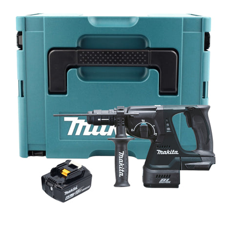 Makita DHR 243 G1J B Marteau combiné sans fil 18 V 2,0 J SDS-Plus noir + 1x batterie 6,0 Ah + mandrin à changement rapide + Makpac - sans chargeur