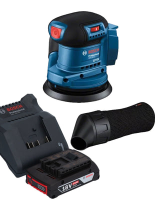 Lijadora excéntrica a batería Bosch GEX 185-LI Professional 18 V 125 mm sin escobillas + 1x batería 2,0 Ah + cargador