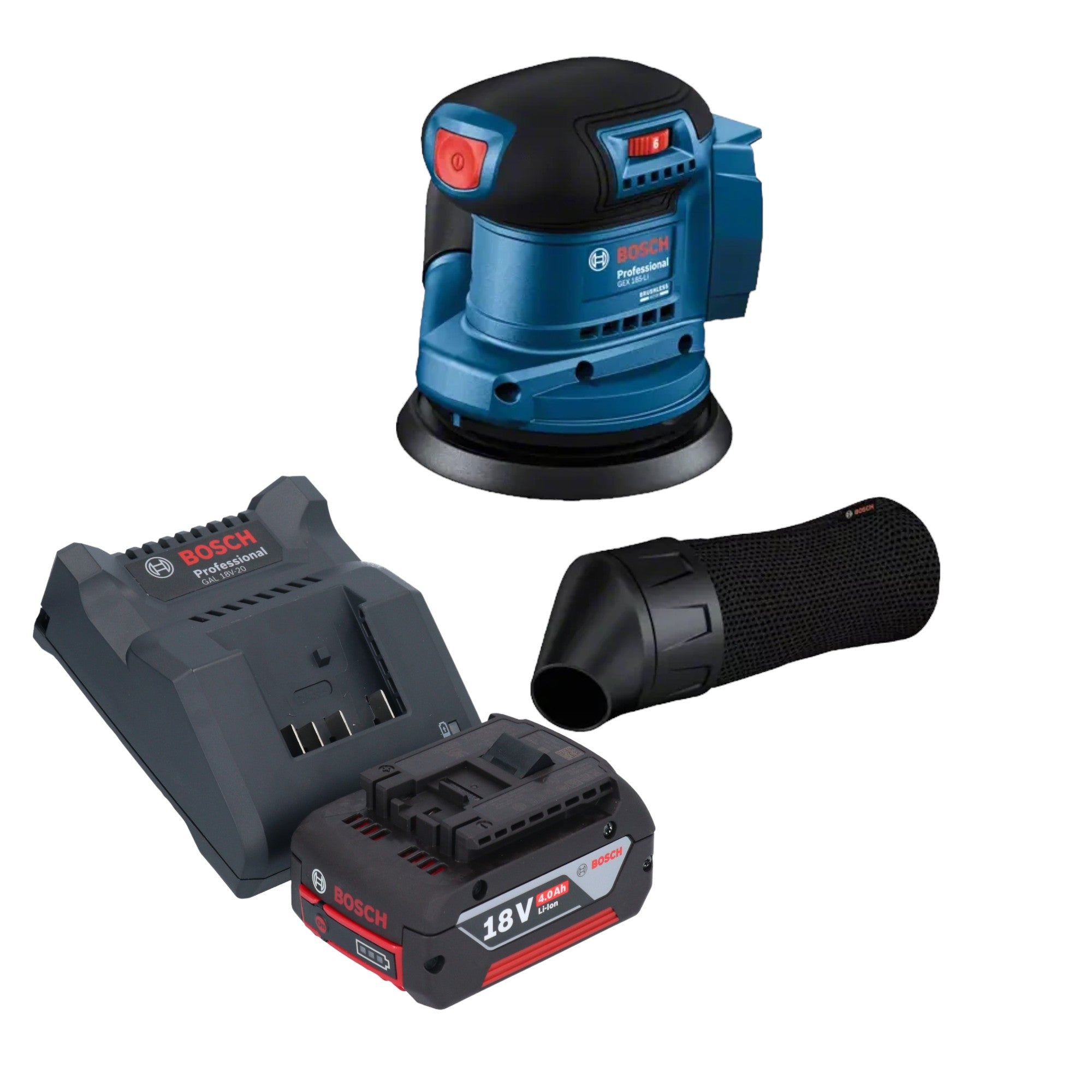 Bosch GEX 185 LI Professional Akku Exzenterschleifer 18 V 125 mm Brushless 1x Akku 4 0 Ah Ladegeraet 0 - toolbrothers