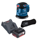 Lijadora excéntrica a batería Bosch GEX 185-LI Professional 18 V 125 mm sin escobillas + 1x batería 5,0 Ah + cargador