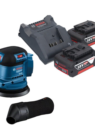 Lijadora excéntrica a batería Bosch GEX 185-LI Professional 18 V 125 mm sin escobillas + 2x baterías 5,0 Ah + cargador