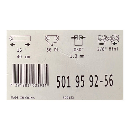 Husqvarna barra guía barra de sierra barra de cadena 40 cm 3/8" mini 56 TG 1,3 mm ( 501 95 92-56 ) sirve para 321 EL / 135 / 240 / 240 e-series / T540 XP / T540 XP II / 236 / T435