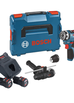 Bosch GSR 12V-35 FC taladro atornillador inalámbrico 12 V 35 Nm sin escobillas (06019H3009) + 2 baterías 3,0 Ah + cargador + 2 accesorios + L-Boxx