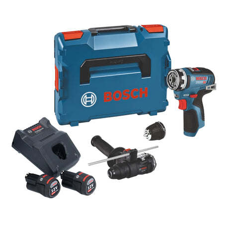 Trapano avvitatore a batteria Bosch GSR 12V-35 FC 12 V 35 Nm brushless ( 06019H3009 ) + 2x batteria ricaricabile 3,0 Ah + caricabatterie + 2x attacco + L-Boxx