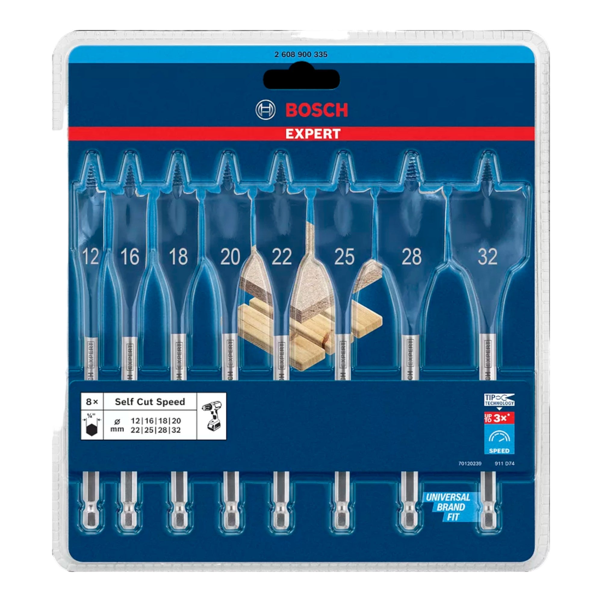 Bosch EXPERT SelfCut Speed Flachfraesbohrer Set 12 32 mm 8 tlg 2608900335 fuer Holz 0 - toolbrothers