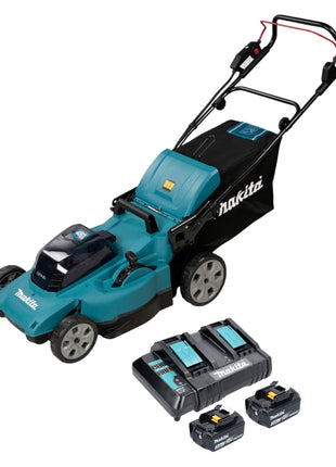 Cortacésped a batería Makita DLM 480 CF2 36 V (2x 18 V) 48 cm 62 l + 2x batería 3,0 Ah + cargador