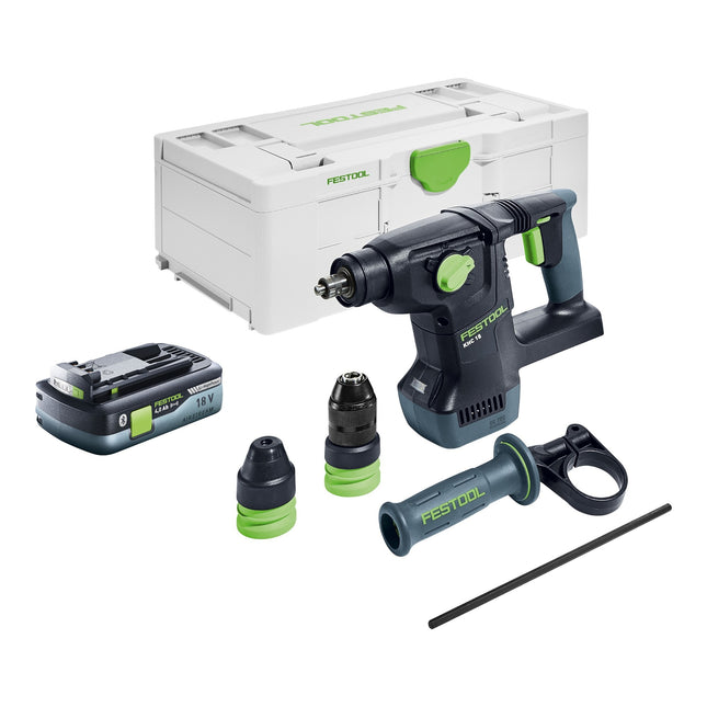 Martillo combinado sin cable Festool KHC 18 EB-Basic 18 V 2,6 J SDS-Plus Brushless + 1x batería recargable 4,0 Ah + Systainer - sin cargador