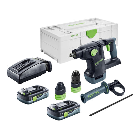 Festool KHC 18 EB-Basic akumulatorowy młot kombi 18 V 2,6 J SDS-Plus bezszczotkowy + 2x akumulator 4,0 Ah + ładowarka + systainer