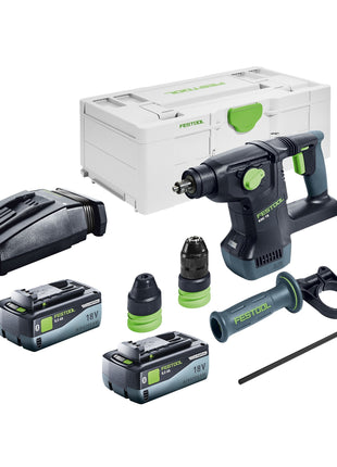 Festool KHC 18 EB-Basic martillo combinado a batería 18 V 2,6 J SDS-Plus sin escobillas + 2x batería 8,0 Ah + cargador + systainer