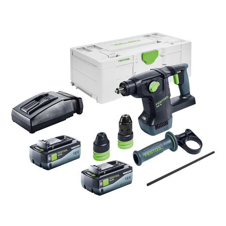 Festool KHC 18 EB-Basic akumulatorowy młot kombi 18 V 2,6 J SDS-Plus bezszczotkowy + 2x akumulator 8,0 Ah + ładowarka + systainer