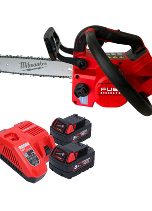 Motosierra con mango superior a batería Milwaukee M18 FTCHS30-552 18 V 30 cm + 2x baterías 5,0 Ah + cargador