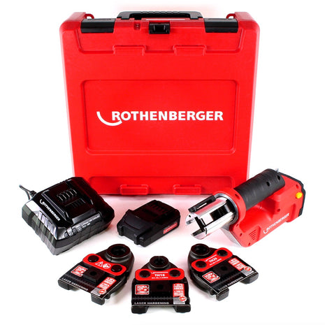 Rothenberger ROMAX Compact TT Set TH EU Akku Kompaktpressmaschine mit PB-Set TH16-20-26 elektrohydraulisch im Transportkoffer + 1 x 2,0 Ah Akku + Ladegerät + 3 x Pressbacken ( 1000002120 ) - Toolbrothers