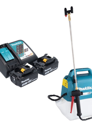 Pulverizador a presión a batería Makita DUS 054 RF2 18 V 5,0 l 3,0 bar + 2x baterías 3,0 Ah + cargador