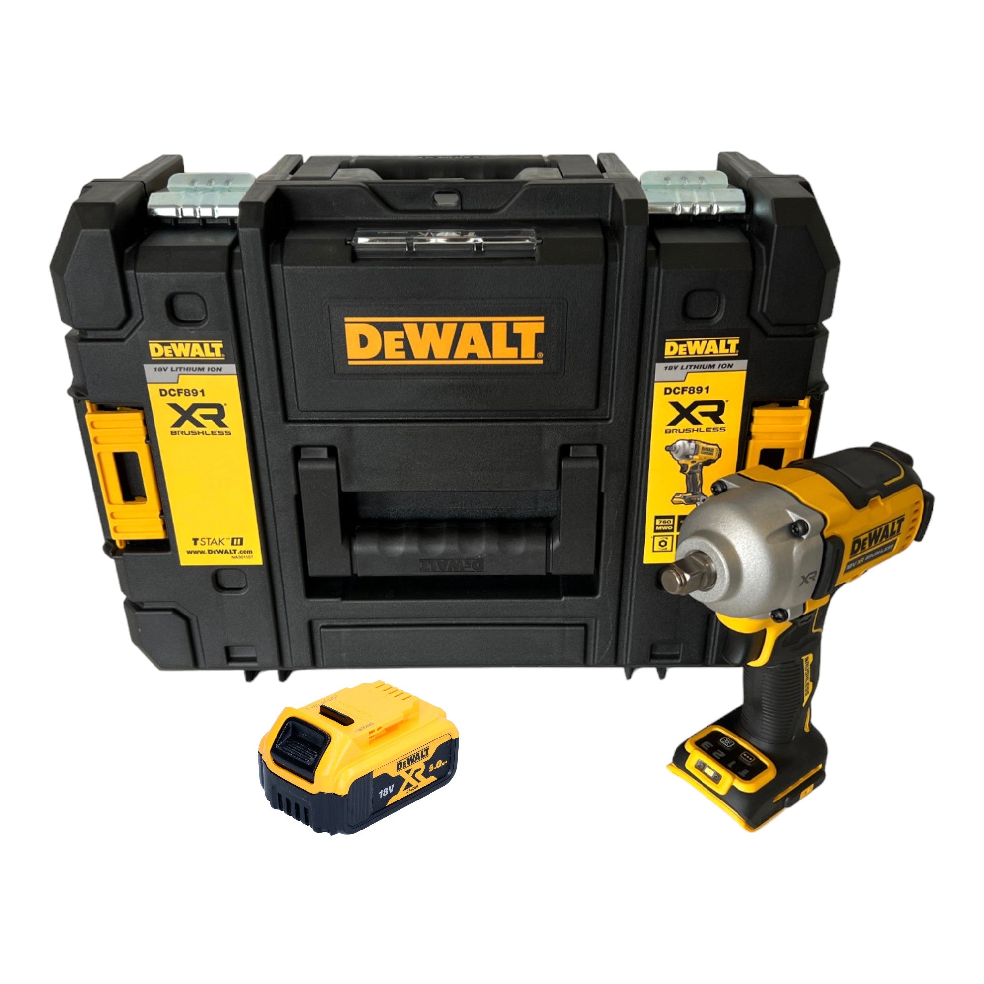 DeWalt DCF 891 NT Akku Schlagschrauber 18 V 1084 Nm 1 2 Brushless 1x Akku 5 0 Ah TSTAK ohne Ladegeraet 0 - toolbrothers