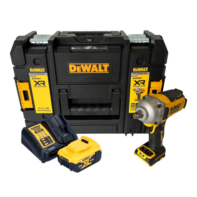 DeWalt DCF 891 P1T cordless impact wrench 18 V 1084 Nm 1/2" brushless + 1x rechargeable battery 5.0 Ah + charger + TSTAK