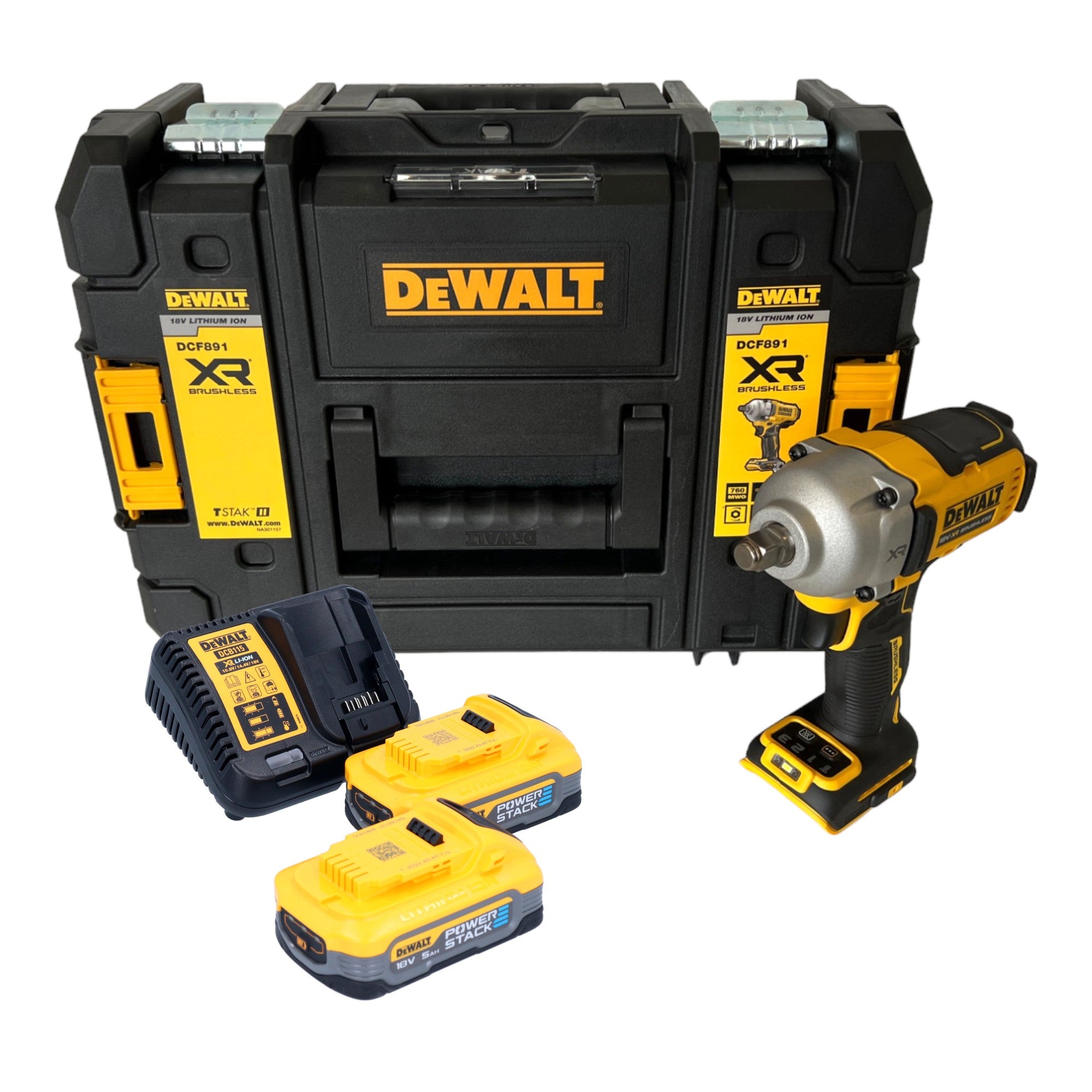 DeWalt DCF 891 H2T Akku Schlagschrauber 18 V 1084 Nm 1 2 Brushless 2x Powerstack Akku 5 0 Ah TSTAK Ladegeraet 0 - toolbrothers