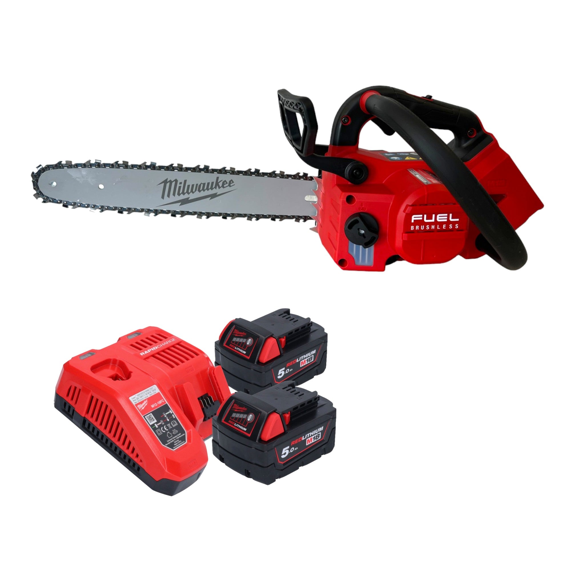 Milwaukee M18 FTHCHS35 552 Akku Einhand Kettensaege 35 cm 2x Akku 5 0 Ah Ladegeraet 0 - toolbrothers