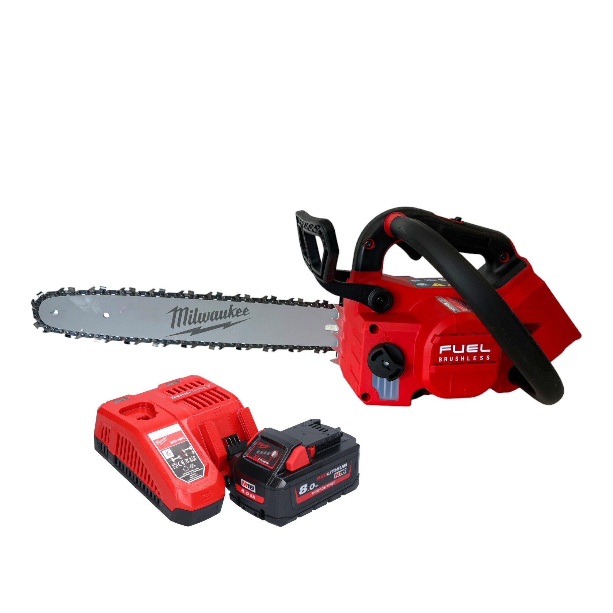 Milwaukee M18 FTHCHS35 801 Akku Einhand Kettensaege 35 cm 1x Akku 8 0 Ah Ladegeraet 0 - toolbrothers