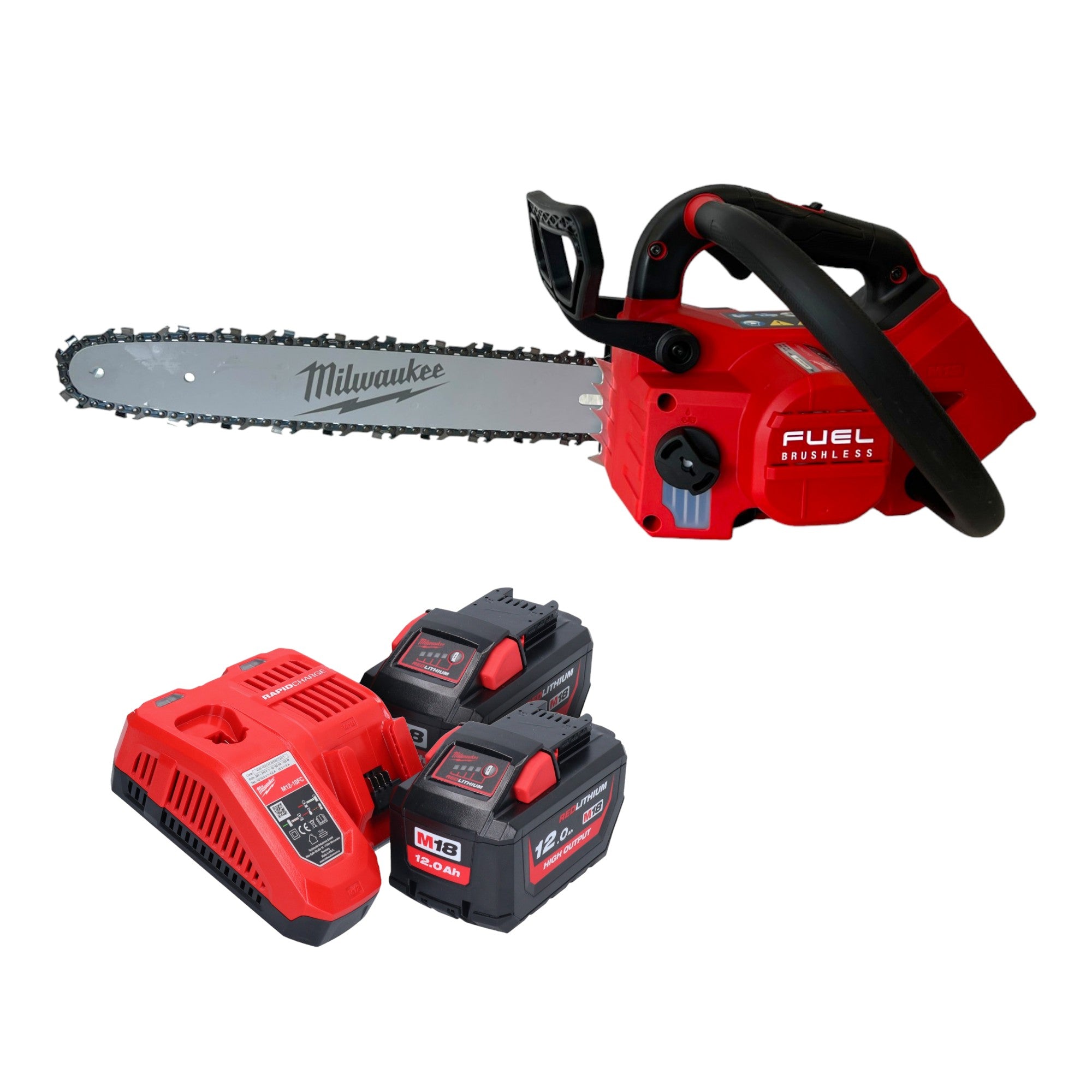 Milwaukee M18 FTHCHS35 122 Akku Einhand Kettensaege 35 cm 2x Akku 12 0 Ah Ladegeraet 0 - toolbrothers