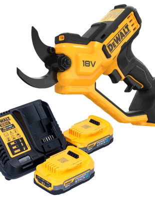 Tijeras de podar a batería DeWalt DCMPP 568 E2 18 V 38 mm + 2x batería Powerstack 1,7 Ah + cargador