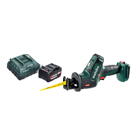 Metabo SSE 18 LTX Kompaktowa akumulatorowa pilarka szablasta 18 V 13 mm + 1x akumulator 4,0 Ah + ładowarka