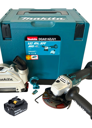 Makita DGA 514 T1JU1 Meuleuse d'angle sans fil 18 V 125 mm Brushless + 1x batterie 5,0 Ah + Makpac - sans chargeur