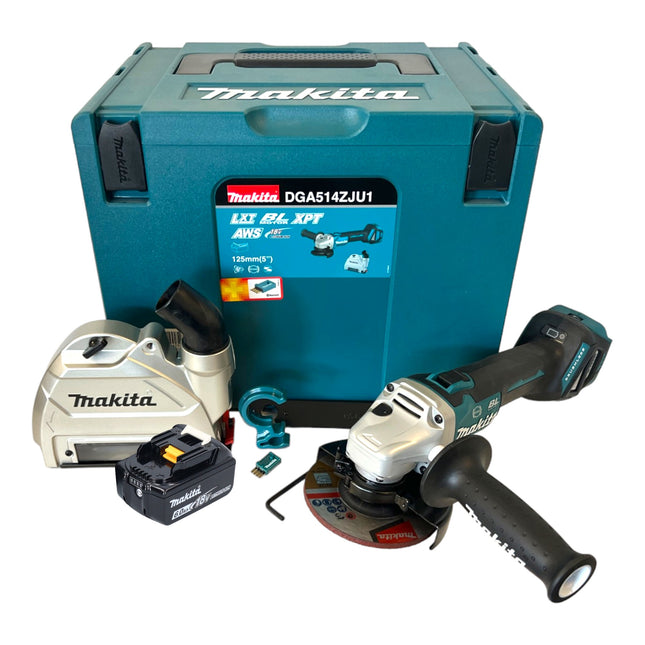Makita DGA 514 G1JU1 Amoladora angular sin cable 18 V 125 mm sin escobillas + 1x batería recargable 6,0 Ah + Makpac - sin cargador