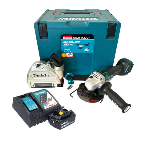 Makita DGA 514 RG1JU1 Smerigliatrice angolare a batteria 18 V 125 mm brushless + 1x batteria ricaricabile 6,0 Ah + caricabatterie + Makpac