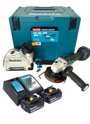 Amoladora angular a batería Makita DGA 514 RGJU1 18 V 125 mm sin escobillas + 2x baterías 6,0 Ah + cargador + Makpac