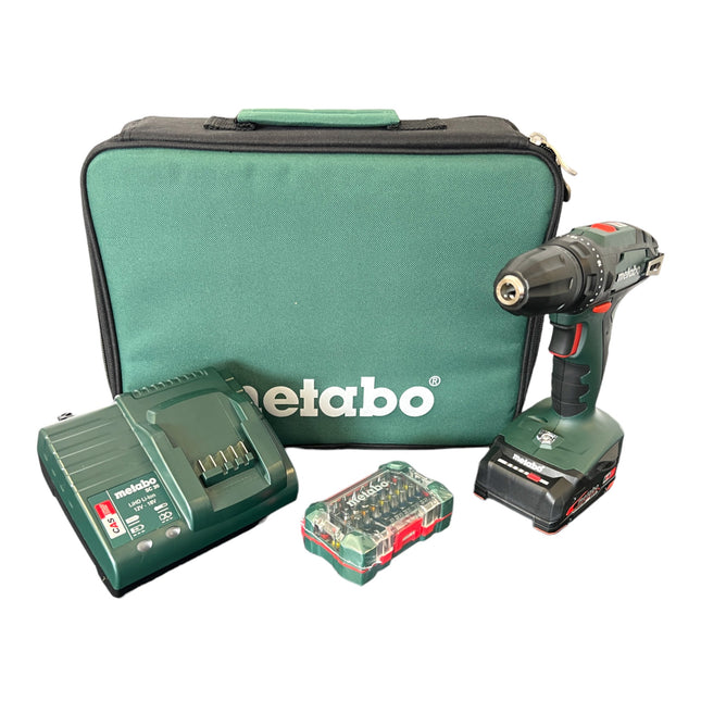 Metabo BS 18 cordless drill driver set 18 V 48 Nm ( 602207580 ) + 1x rechargeable battery 2.0 Ah + charger + bit box + bag