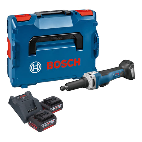 Bosch GGS 18V-23 PLC Smerigliatrice diritta professionale a batteria 18 V brushless + 2x batteria ricaricabile 4,0 Ah + caricabatterie + L-Boxx